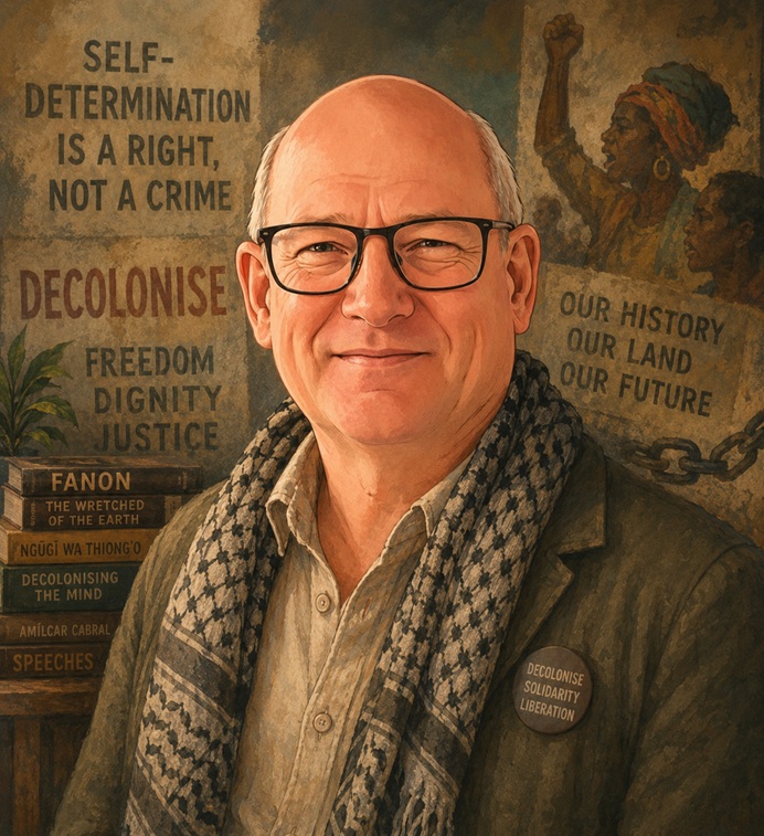 Photo of A caricature for a typical person expressing anti-colonialist views